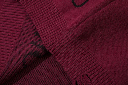 Hip Hop Knitted Sweater Mens Winter O-neck Harajuku Pattern Pullover Streetwear Casual Loose Pullover Sweaters Jumper Knitwear Street King Limited