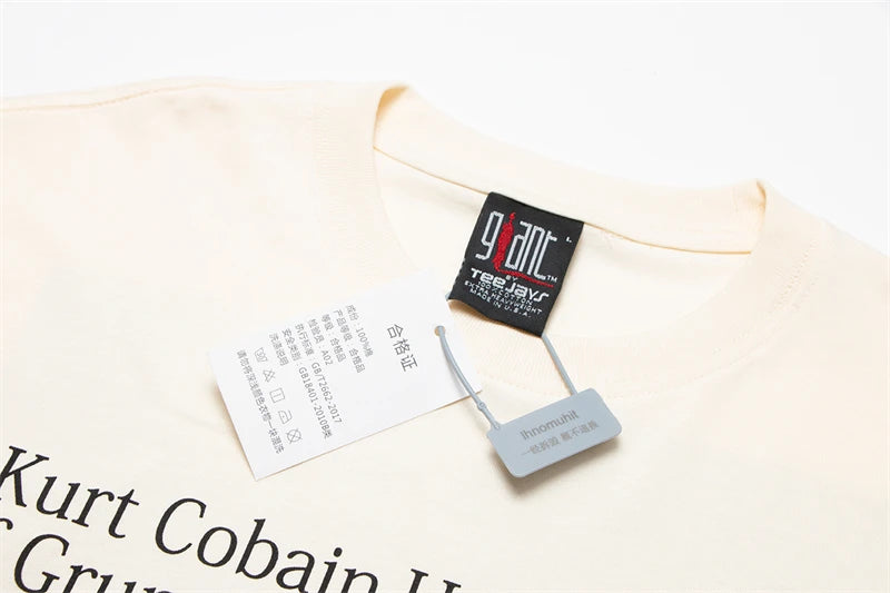Vintage Band Cobain Portrait Print Heavyweight Short Sleeve High Street Casual Loose Cotton 90S Rock T-shirt High-quality Tops Street King Limited