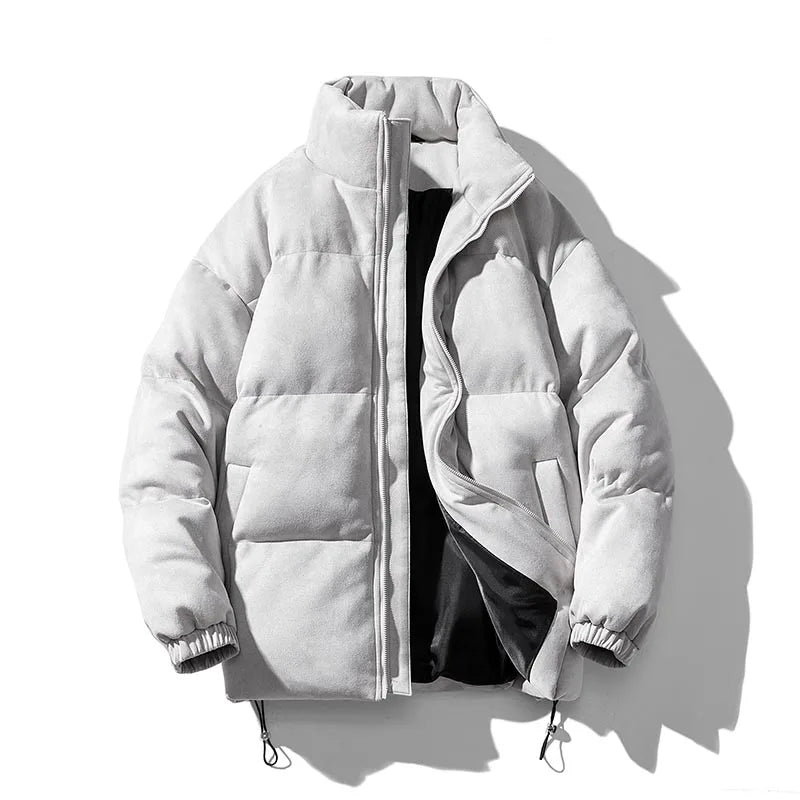 Streetwear Men's Winter Harajuku Fashion Jacket Parkas Bubble Jacket Oversize Warm Solid Coat Faux Suede Puffer Jacket Street King Limited
