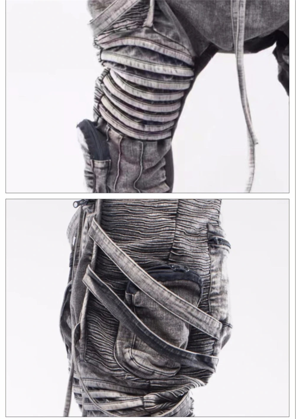 vintage motorcycle trousers joggers mens asymmetric straped pleated cross pants function elastic waist trousers unique joggers style 3594
