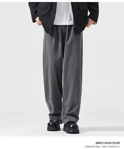 suit pant men korean streetwear fashion loose casual plus size straight suit pant office man commuter pants trousers unique default style 2098