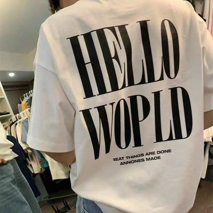 Summer Korean Style Simple Printed T-shirt Fashionable American Retro Y2K Loose Large Letter Ins Half-sleeved Sports Top Street King Limited