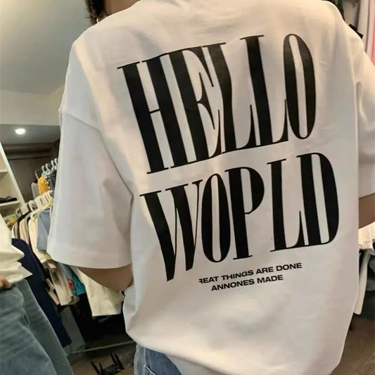Summer Korean Style Simple Printed T-shirt Fashionable American Retro Y2K Loose Large Letter Ins Half-sleeved Sports Top Street King Limited