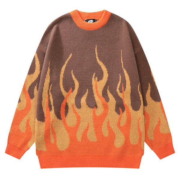 "Yellow Flame" Unisex Men Women Streetwear Graphic Sweater Daulet Apparel