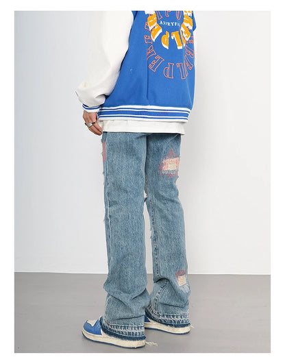 destroyed ripped jeans straight jean pants men biker jeans fashion zipper streetwear trousers hip hop pants joggers baggy jeans unique joggers style 2162