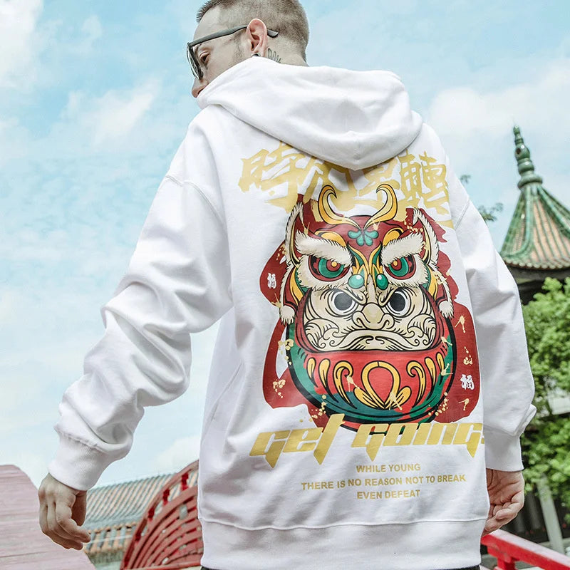 Japanese Streetwear Graphic Print Mens Hoodies Harajuku Fashion Fleece Pullovers Oversized Loose Comfortable Y2K Sweatshirts Street King Limited