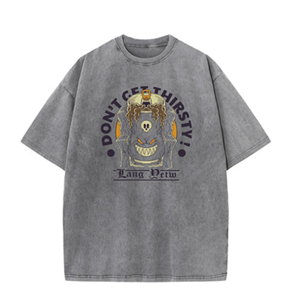 270g Heavyweight American Washed And Distressed Trendy Brand Loose Short-Sleeved T-Shirt For Men In Summer New Street Cotton Street King Limited