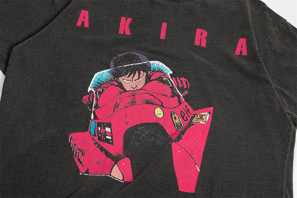24ss Summer Vintage Retro Anime Printing High-Street T-Shirt Tops Street King Limited