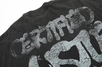 Saint T-shirts New Vintage Wash Letter Printing Chaopai High Street Men Woman Loose Casual Short Sleeve Top Tee Street King Limited