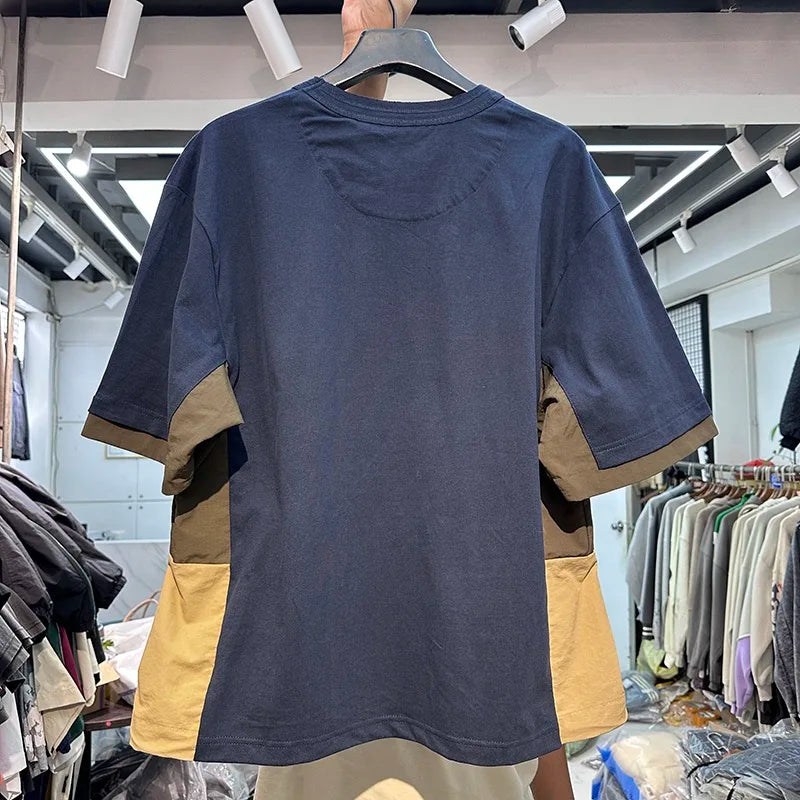 Side stitching color bump hem drawstring plus two layers of short-sleeved shirt profile Street King Limited