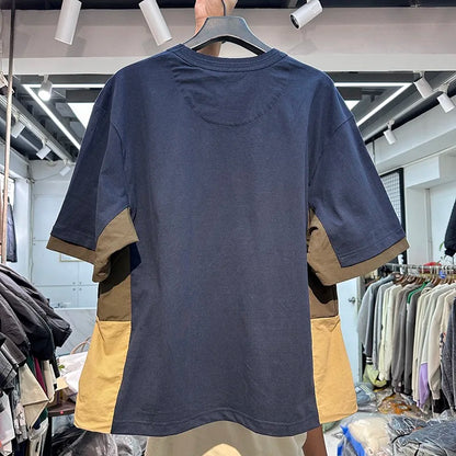 Side stitching color bump hem drawstring plus two layers of short-sleeved shirt profile Street King Limited