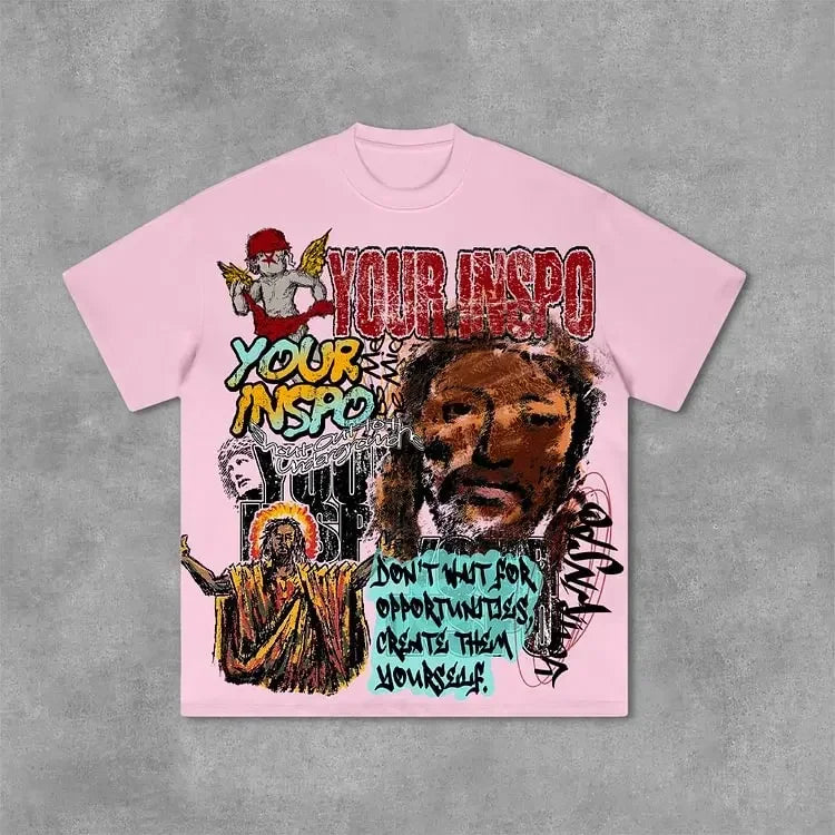Y2k streetwear Gothic American Father print pattern oversized T-shirt women's casual loose and versatile short sleeved shirt Street King Limited