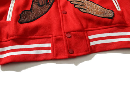 high street color block graffiti embroidery baseball jacket mens leather sleeve woolen patchwork stand oversized winter coats unique default style 940