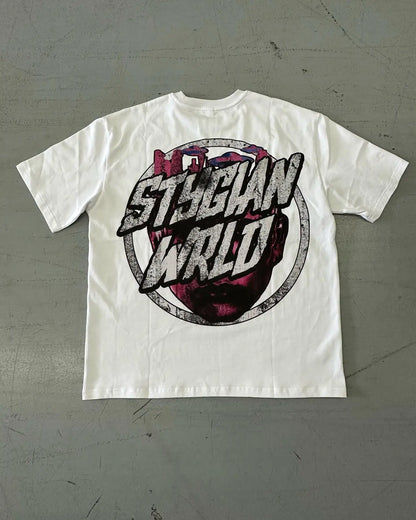 Y2K fashionable gothic punk devil pattern printed T-shirt men's streetwear casual loose versatile oversized tops for couples Street King Limited