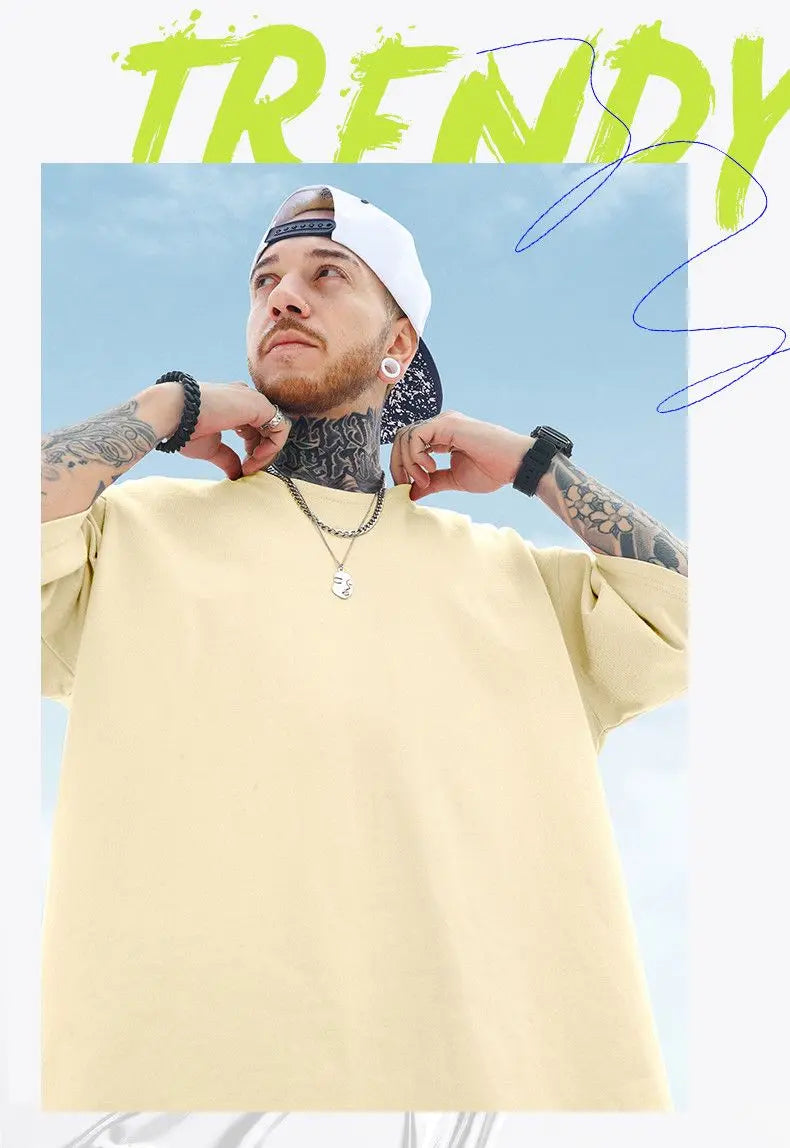 National trend short-sleeved men and women ins print graffiti loose tight couple wear summer trend five-point half-sleeved tops Street King Limited