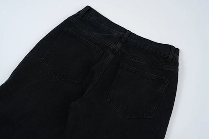 y2k streetwear embroidered ripped wide jeans for men washed destroyed torn flared jean male tassels hip hop jeans pants baggy unique jeans style 5177