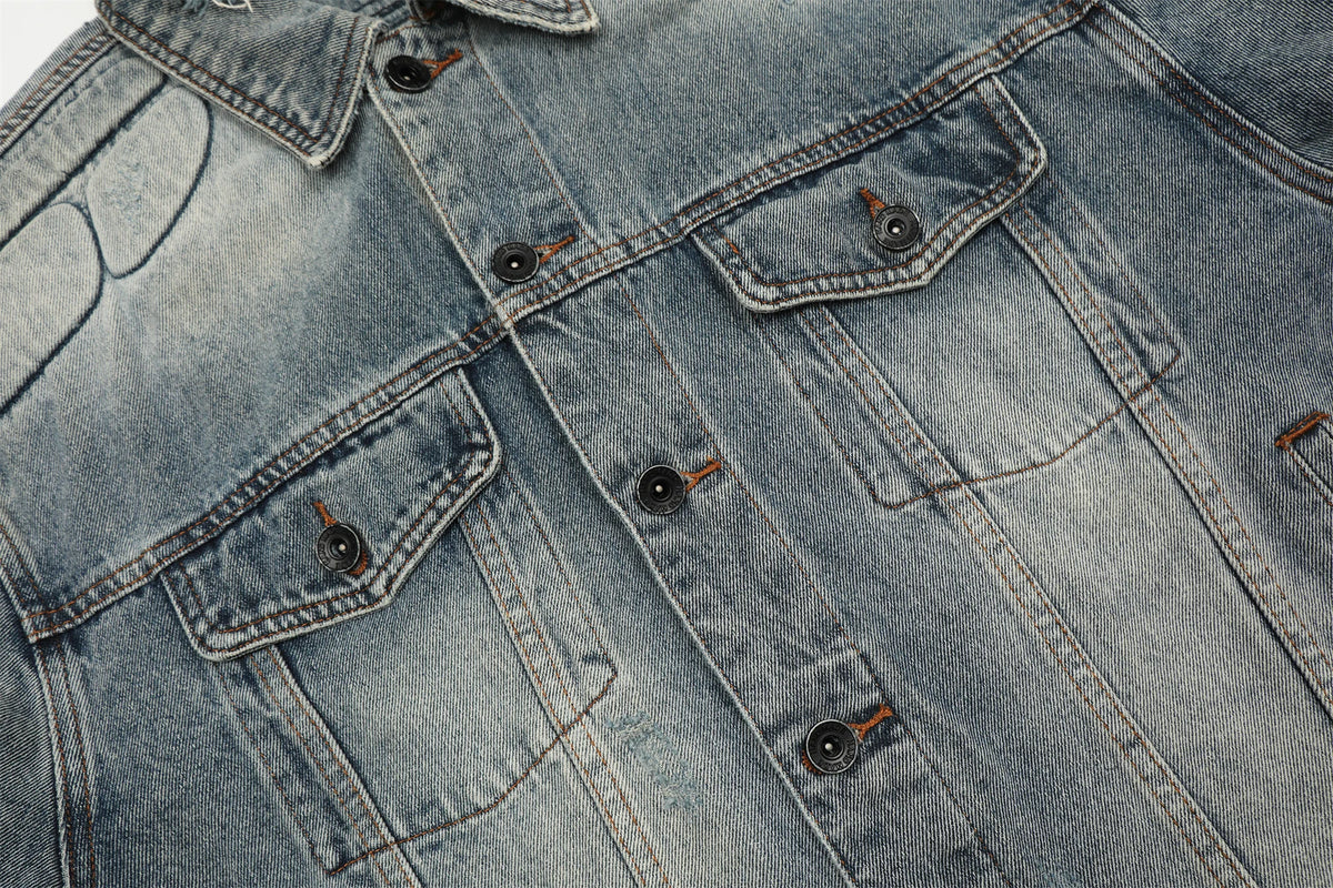 24fw kanye west yzy brand fashion high street heavy weight denim jacket worn quality jacket coat for men unique jeans style 87