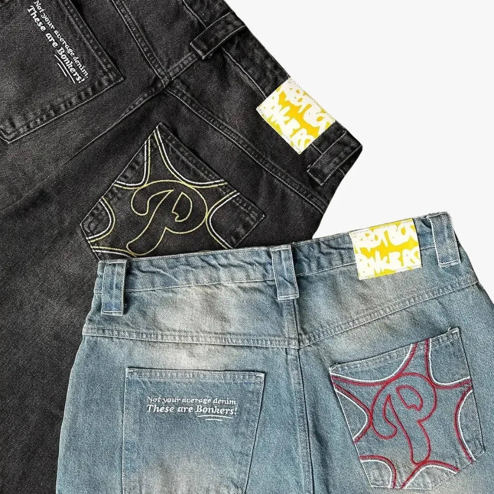 harajuku new protect jeans streetwear independent store drop shipping cargo sweatpants y2k women pants embroidery baggy jeans unique joggers style 4174