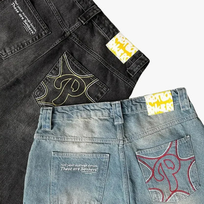 harajuku new protect jeans streetwear independent store drop shipping cargo sweatpants y2k women pants embroidery baggy jeans unique joggers style 4174