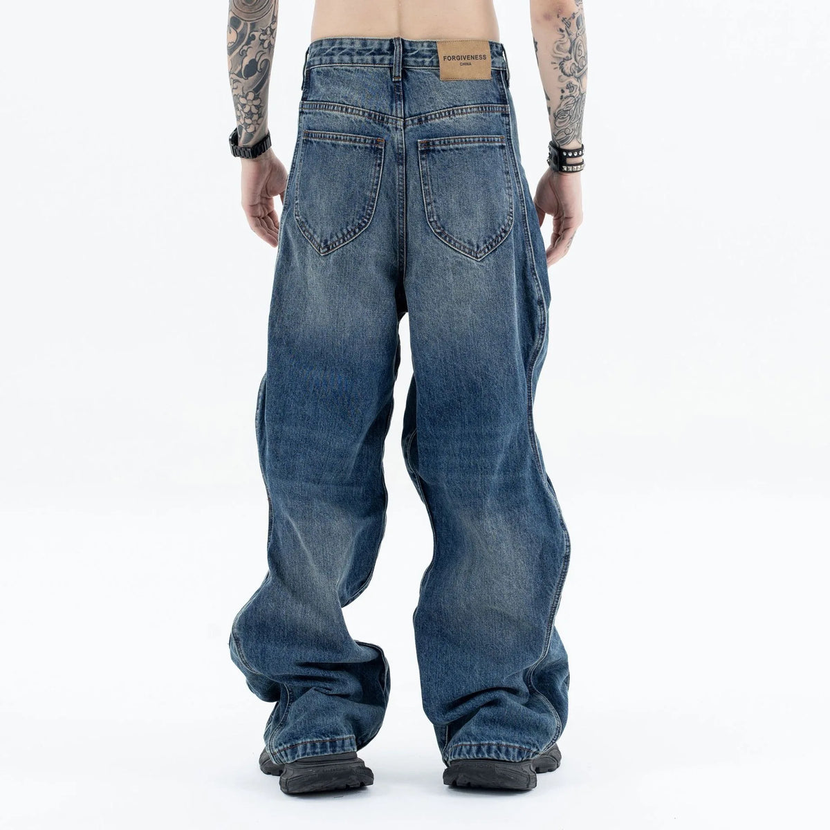 2024 autumn and winter new wave pants wash do old outline jeans stacked flare jeans