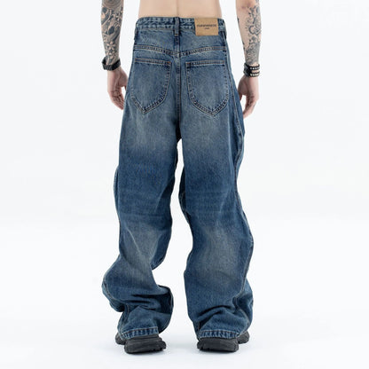 2024 autumn and winter new wave pants wash do old outline jeans stacked flare jeans