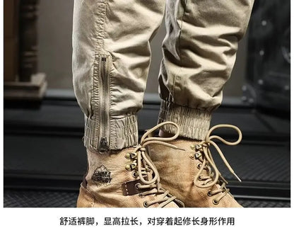 Fashion Men's Pant Korean Trend Streetwear Cargo Pants Joggers Pants Men Casual Men Clothing Elastic Waist Spliced Men Trousers Street King Limited