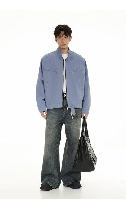 spring autumn fashion motorcycle jacket men stand collar loose casual korean streetwear vintage cargo jackets coat outerwear unique cargo style 221