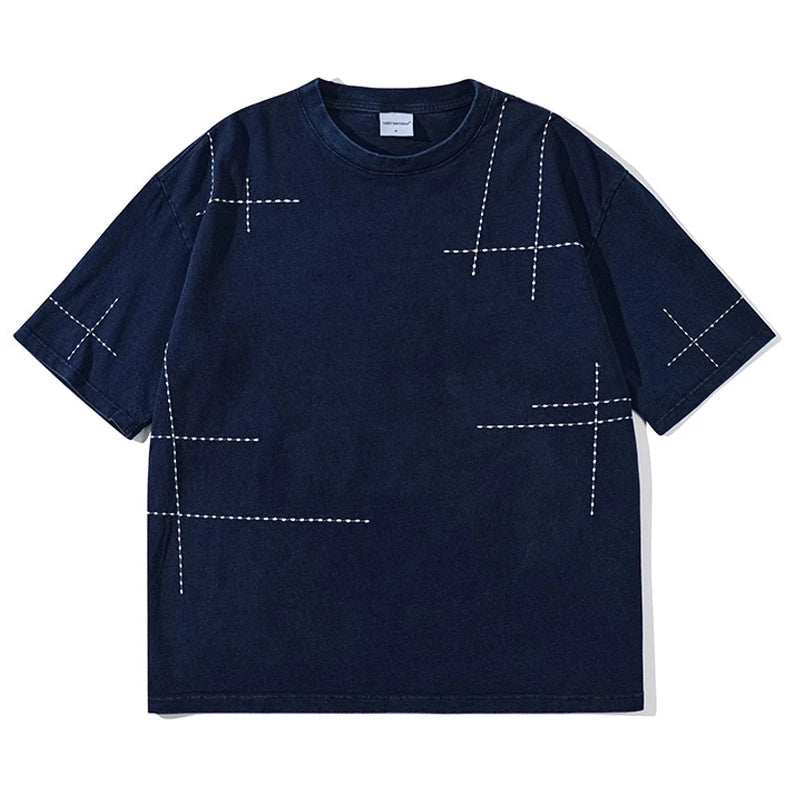 2024 Hip Hop T-Shirt Black Blue Streetwear Water Droplet Embroidery T-shirts Casual Cotton Unisex Tshirt Men Tops Tees Hipster Street King Limited