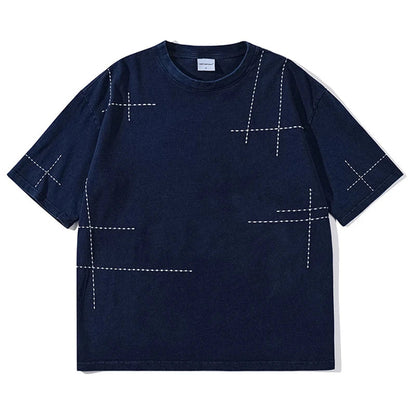 2024 Hip Hop T-Shirt Black Blue Streetwear Water Droplet Embroidery T-shirts Casual Cotton Unisex Tshirt Men Tops Tees Hipster Street King Limited