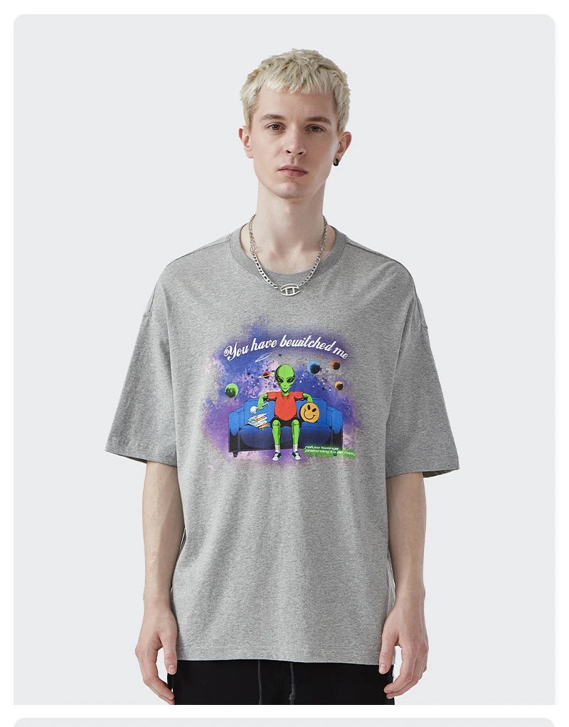 Rainbowtouches T Shirt 2022 Vintage Unisex High Street Alien Graphic Oversize Mens T Shirts Street Fashion Hip Hop Cotton Shirts Street King Limited