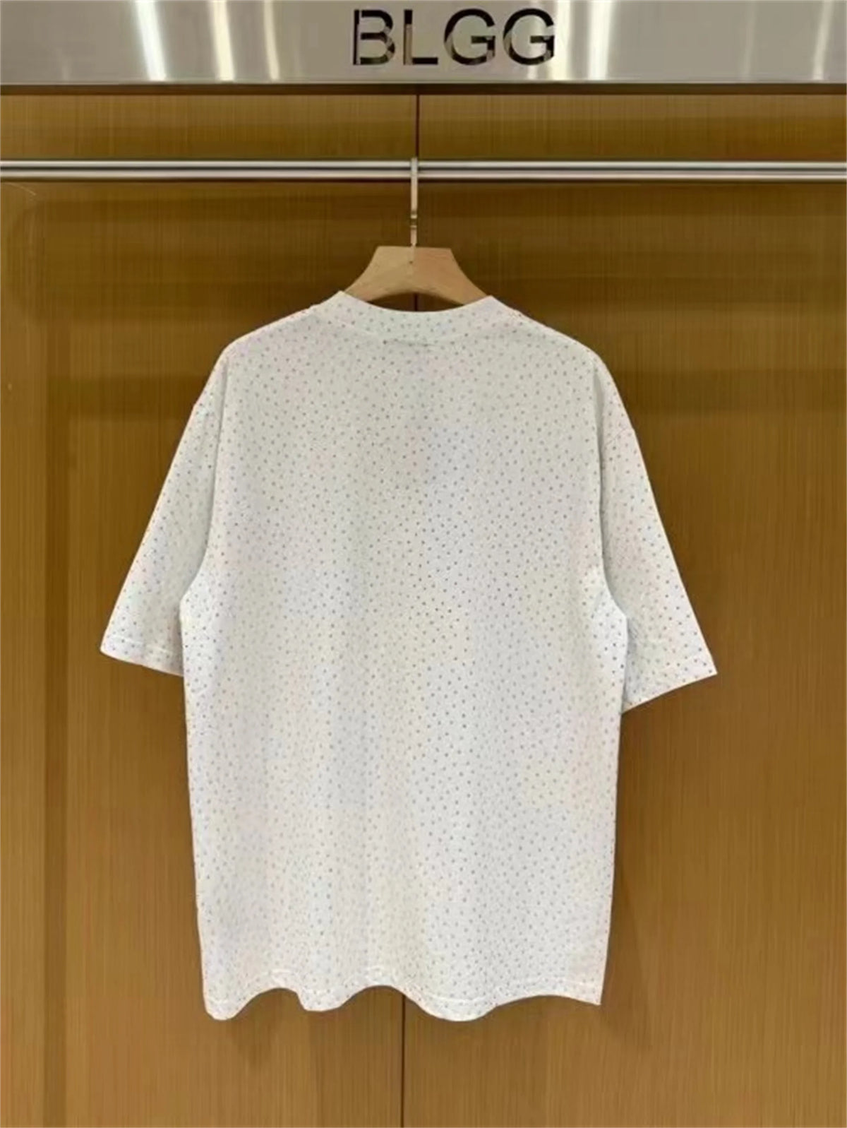 BALCG Style Original Heavy duty Starry Sky Washed Olded Starry Sky Rhinestone Oversized Loose Short sleeved T-shirt White Street King Limited
