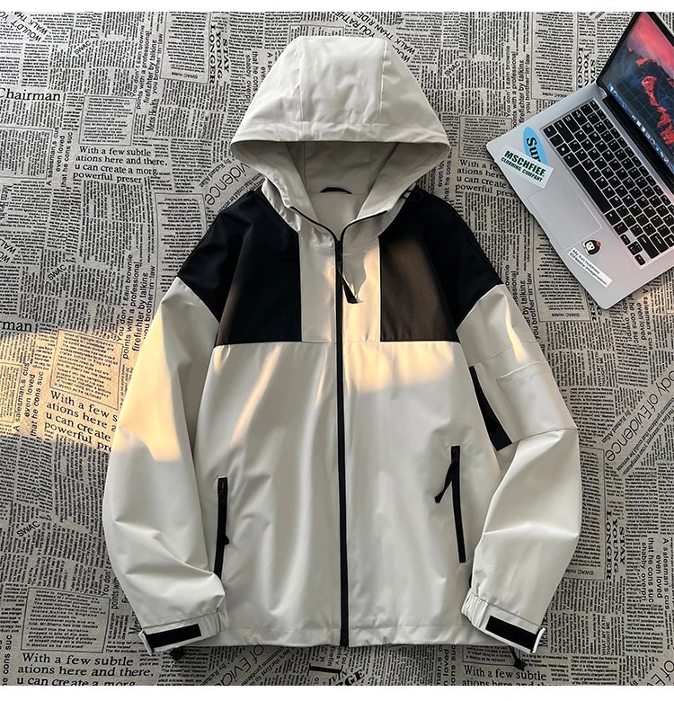 american style clash color waterproof jacket for men new outdoor climbing windbreaker casual punching jackets male coats unique default style 5156