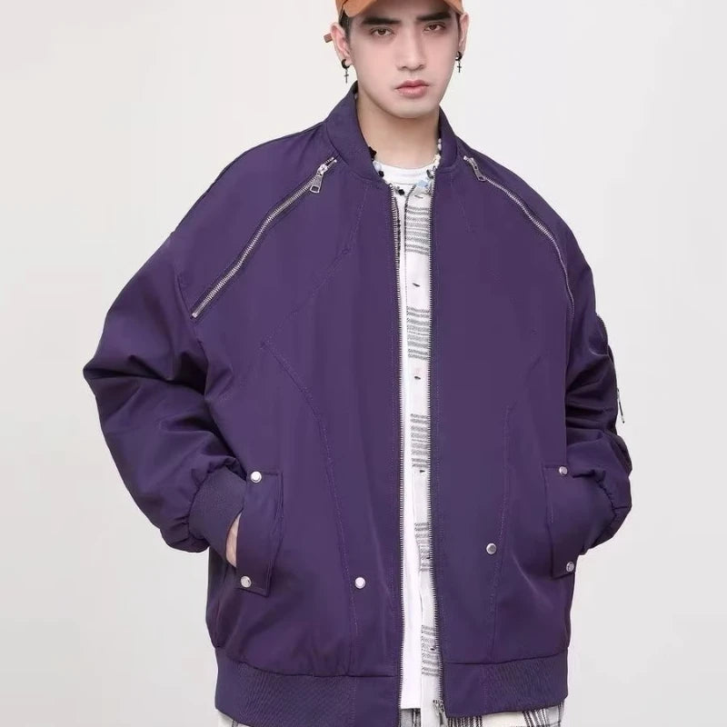 2024 spring american pilot jacket mens multi pocket trendy street loose bomber cardigan couple fashion zipper baseball coats urban fashion pants