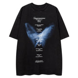 Men T Shirts Butterfly Letter Printed Distressed Short Sleeve T-shirt American Retro Oversize Loose Tees High Street Couple Tops Street King Limited