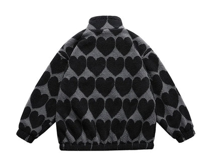 winter lambswool coat men casual streetwear grimace print parka hip hop grain fleece coat loose college warm outwear unisex new unique default style 4968