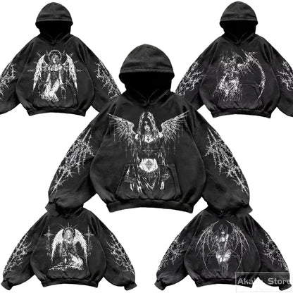 Harajuku all cotton hoodies women heavy material gothic punk oversized hoodie sweatshirts goth y2k tops streetwear clothes Street King Limited