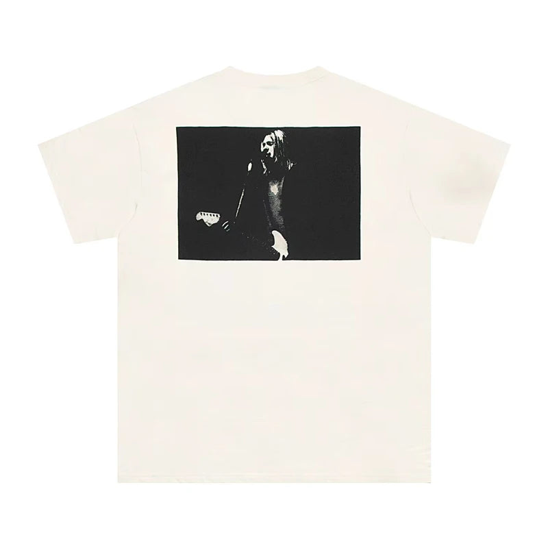 Vintage Band Cobain Portrait Print Heavyweight Short Sleeve High Street Casual Loose Cotton 90S Rock T-shirt High-quality Tops Street King Limited