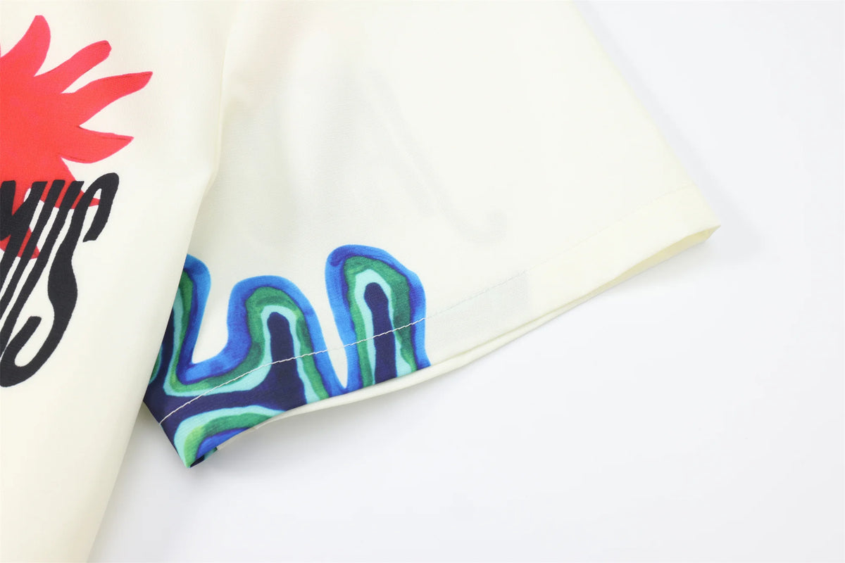 24SS Vintage Retro Starfish Direct Print High-Street Casual Beach Style Quality Short Sleeve Shirt Street King Limited