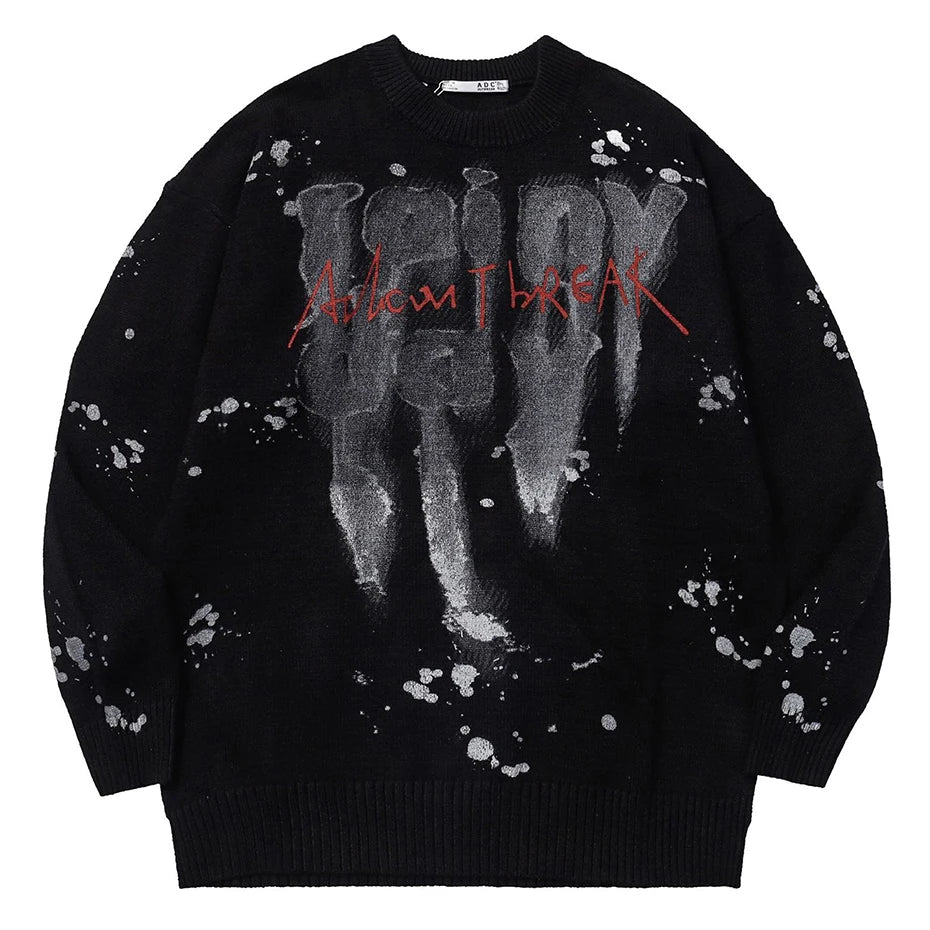 2023 Men Fashion Knitted Sweater Letter Printed Harajuku Oversized Hip Hop Sweaters Fall Winter Loose Jumper Pullovers Street King Limited