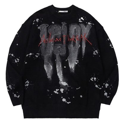 2023 Men Fashion Knitted Sweater Letter Printed Harajuku Oversized Hip Hop Sweaters Fall Winter Loose Jumper Pullovers Street King Limited