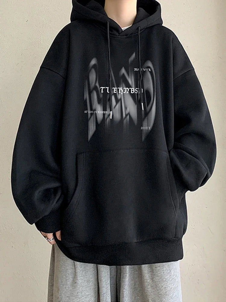 New Gothic Letter Printed Hoodies For Men Autumn Hip Hop Oversized Hooded Sweatshirt Y2K Streetwear Graphic Hoodie Tracksuit Street King Limited