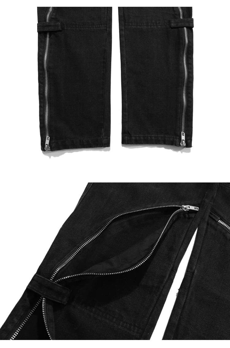 fashion denim straight pants hip hop jeans with zipper streetwear trousers new summer casual joggers men designer jeans for men unique joggers style 151