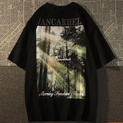 American retro high street trend chic Hong Kong style pure cotton short-sleeved T-shirt for men and women loose couple style Street King Limited