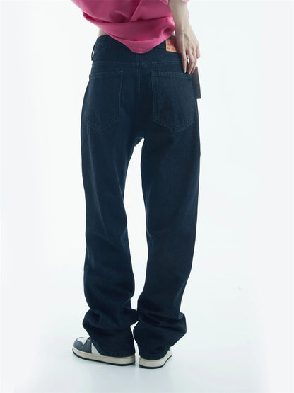 blue baggy jeans men letter printed straight denim pants fashion jeans male streetwear hip hop y2k loose trousers unique jeans style 4077