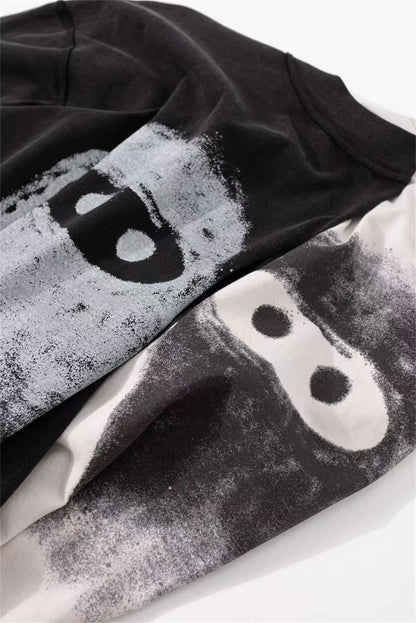 Summer Vintage Style ADF NFT Illustration YE Doll Graffiti Washed Old Short Sleeves Tops T-Shirt Street King Limited
