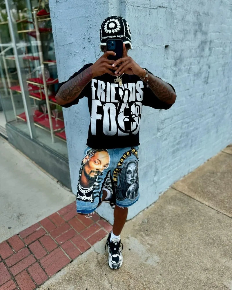 Retro casual Gothic letter pattern printed oversized T-shirt men's Y2K street hip-hop loose and versatile short sleeved shirt Street King Limited