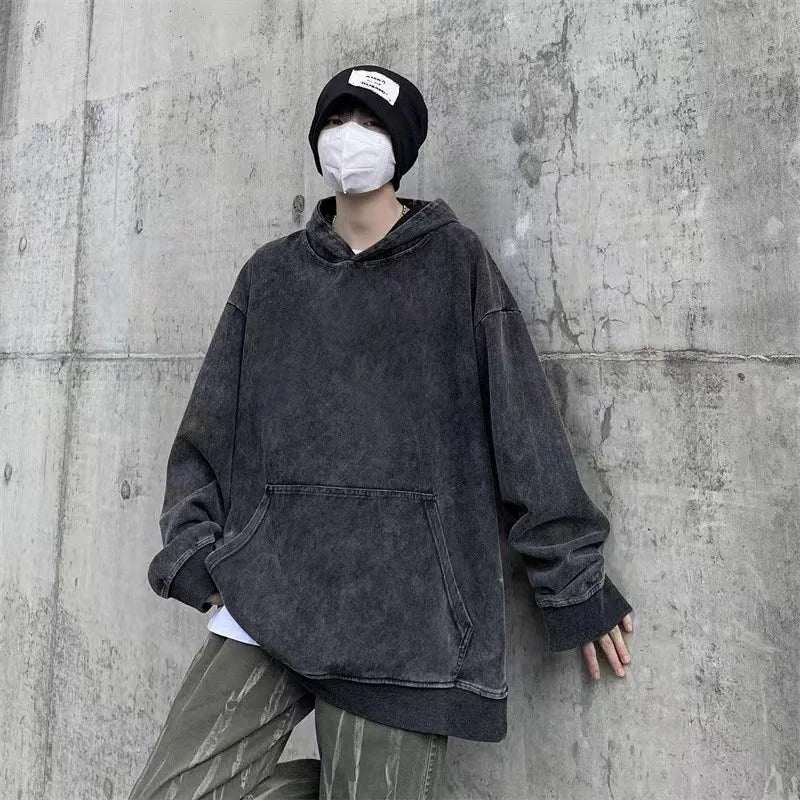Washed Hoodie Sweatshirt Men Cotton Hip Hop Streetwear Retro Hooded Pullover Street King Limited