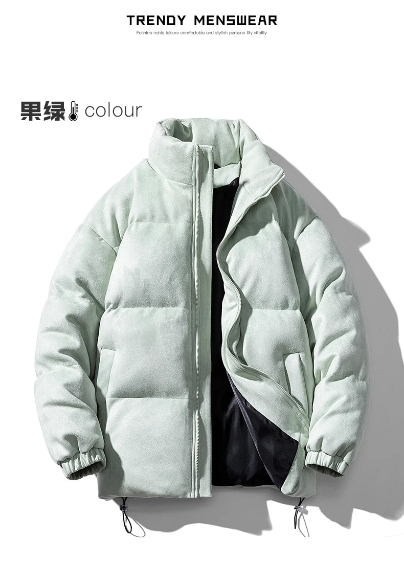 Streetwear Men's Winter Harajuku Fashion Jacket Parkas Bubble Jacket Oversize Warm Solid Coat Faux Suede Puffer Jacket Street King Limited