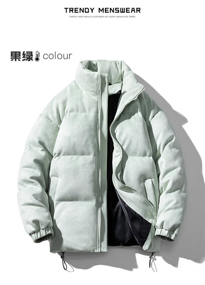 Streetwear Men's Winter Harajuku Fashion Jacket Parkas Bubble Jacket Oversize Warm Solid Coat Faux Suede Puffer Jacket Street King Limited