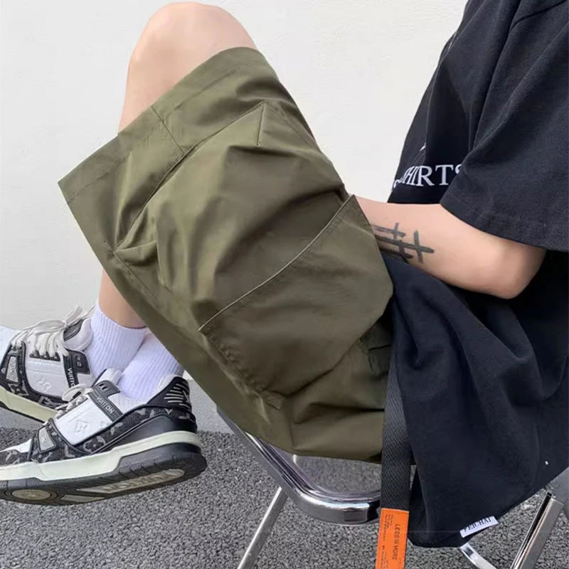 american functional cargo shorts for men 2024 summer multi pockets baggy gym short pants y2k streetwear bermuda shorts hombre combat utility trousers